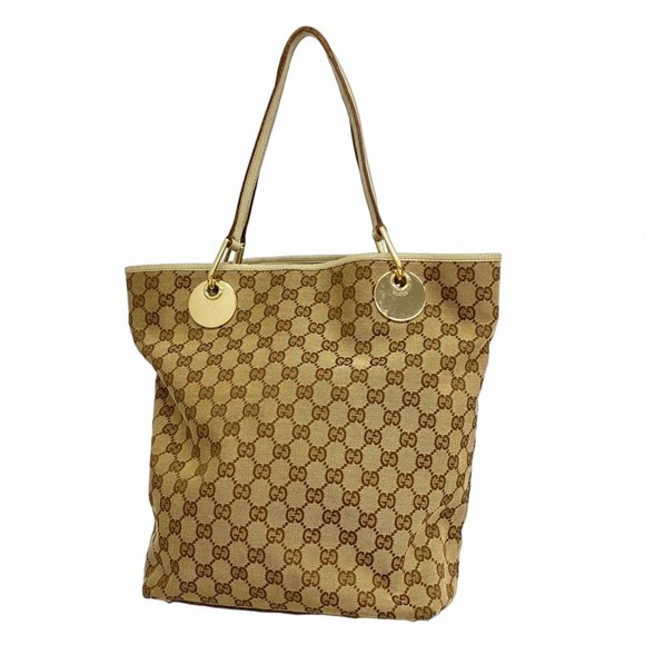 Gucci GG Canvas Tote Bag 120836 Brown Beige Champagne Women's - Picture 1 of 12